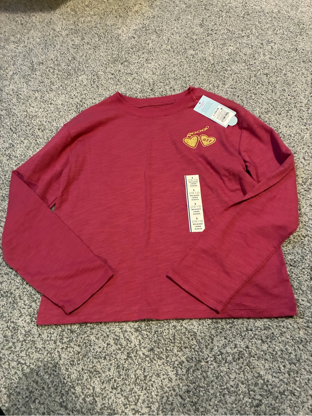 Cat & Jack Raspberry Long Sleeve Tee with Heart Patch
